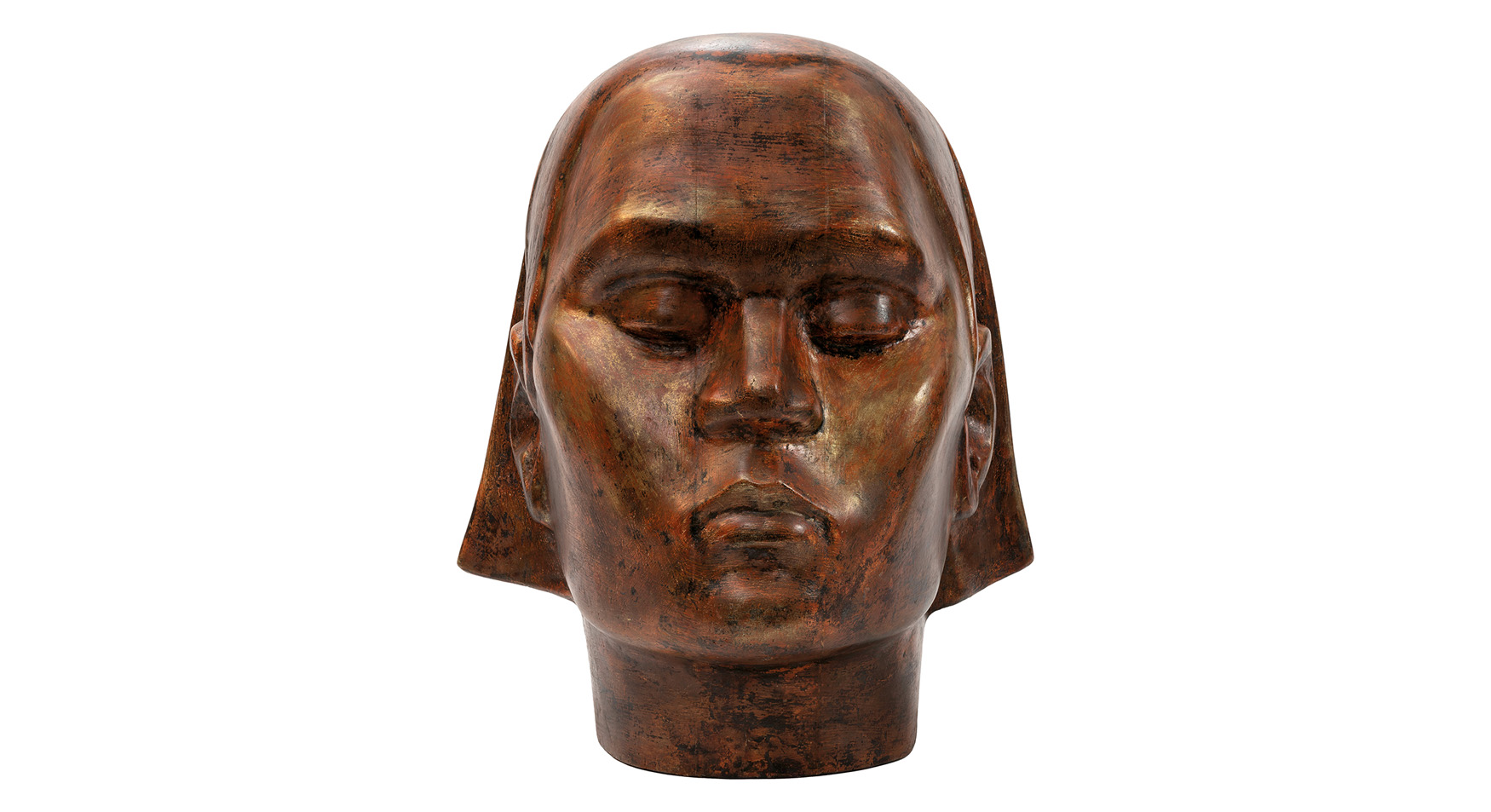 Janusz Wilden

urodzony w 1906 roku w Warszawie – zmarł w 1991 roku w Warszawie

Głowa

powstała w 1957 roku

Drewno polichromowane 

wymiary: 30 x 27 x 32 cm

Muzeum Zamoyskich w Kozłówce

numer inwentarza: MPK/SW/690


Przed nami imponująca rzeźba dużej, idealizowanej głowy wykonanej z ciemnego, polichromowanego drewna, którego głęboka barwa nadaje dziełu szlachetność i powagę. Twarz, choć uproszczona i pozbawiona naturalistycznych detali, zachwyca symetrią i monumentalnością formy. Szerokie policzki, masywny, szeroki nos oraz pełne, lekko zaciśnięte usta tworzą wyraz siły i godności.


Oczy – zamknięte, z wyraźnie zarysowanymi powiekami – sprawiają, że twarz zdaje się być pogrążona w medytacyjnym skupieniu. Gładkie czoło oraz wysokie kości policzkowe podkreślają niemal architektoniczną strukturę, nadając rzeźbie charakter symboliczny i ponadczasowy.


Włosy zredukowane do prostych, gładkich płaszczyzn opadają po bokach głowy, przypominając hełm lub ciężką kotarę, co wzmacnia wrażenie spokoju i powagi. Ta minimalistyczna forma jest wyrazem skupienia i wewnętrznej siły, jakby głowa stała się ucieleśnieniem duchowej obecności.


Całość zachwyca klarownością, równowagą i intensywną prostotą, które przenoszą widza w przestrzeń medytacji i refleksji nad istotą bytu.